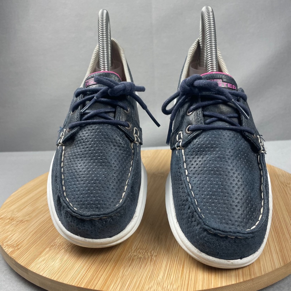 Skechers Go Step Perforated Navy Blue Boat Shoes Womens Size 6.5‎